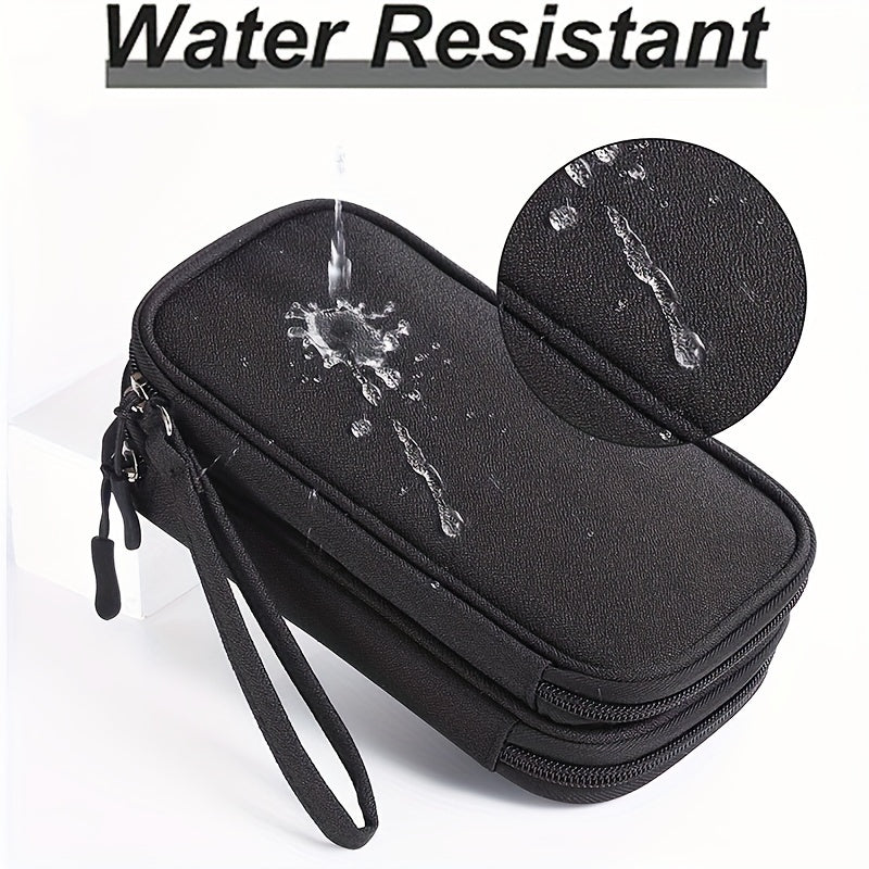 Premium Travel Cable Organizer Bag - Double Layer Waterproof Pouch - Portable and Convenient Cable Storage for Effortless Travel