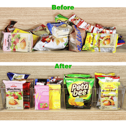 6 Pack Clear Storage Bins with Handles – Organizer for Toys, Snacks, Office Supplies & Pantry (11" x 8" x 6")