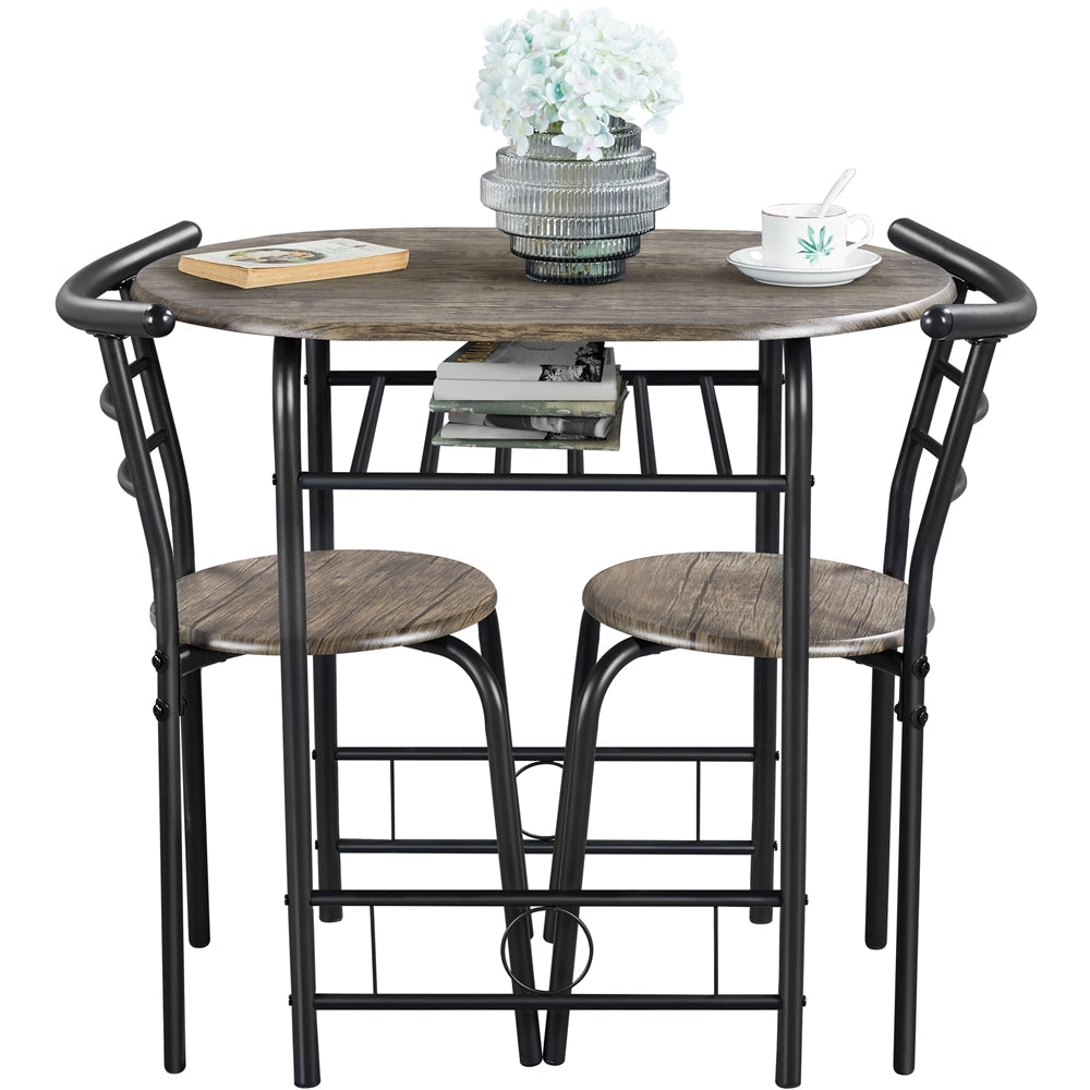 Costoffs Modern Round Compact Dining Table and 2 Chairs Set - Space-Saving Table Set for Kitchens, Apartments, and Dorm Rooms