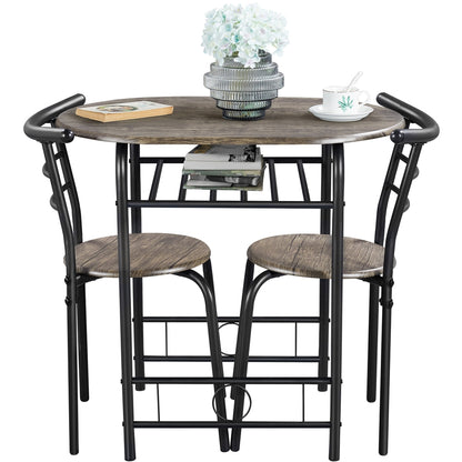 Costoffs Modern Round Compact Dining Table and 2 Chairs Set - Space-Saving Table Set for Kitchens, Apartments, and Dorm Rooms