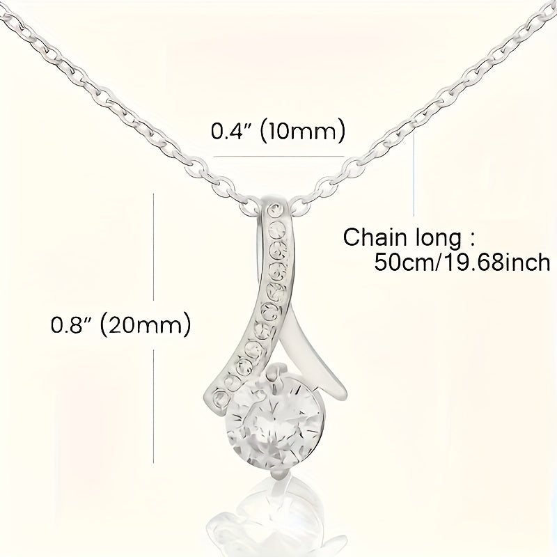 2 Piece Set 925 Sterling Silver Moissanite Pendant Necklace & Ring Earrings - Elegant Fashion Accessories, Perfect Daughter's Birthday, Christmas & Party Gift