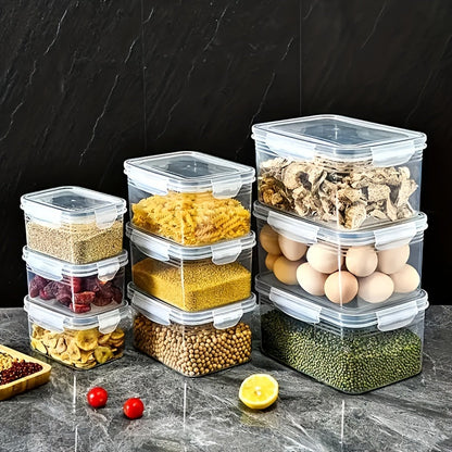 6-Piece BPA-Free Transparent Food Storage Containers with Lids & Drain Tray – Versatile Kitchen Organizers for Fruits, Vegetables, & Dry Goods