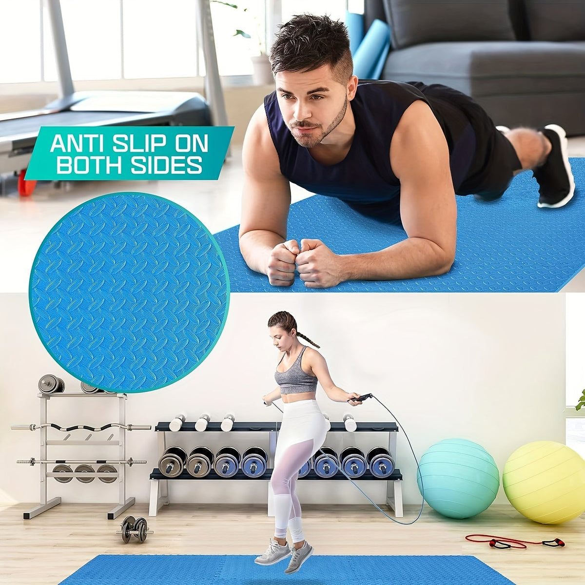24 Tiles, 96 SQFT 1/2" Extra Thick Floor Exercise Mat – Interlocking Puzzle Mat for Home Gym, Gymnastics, and Protective Flooring (24"x24"x1/2" Each)