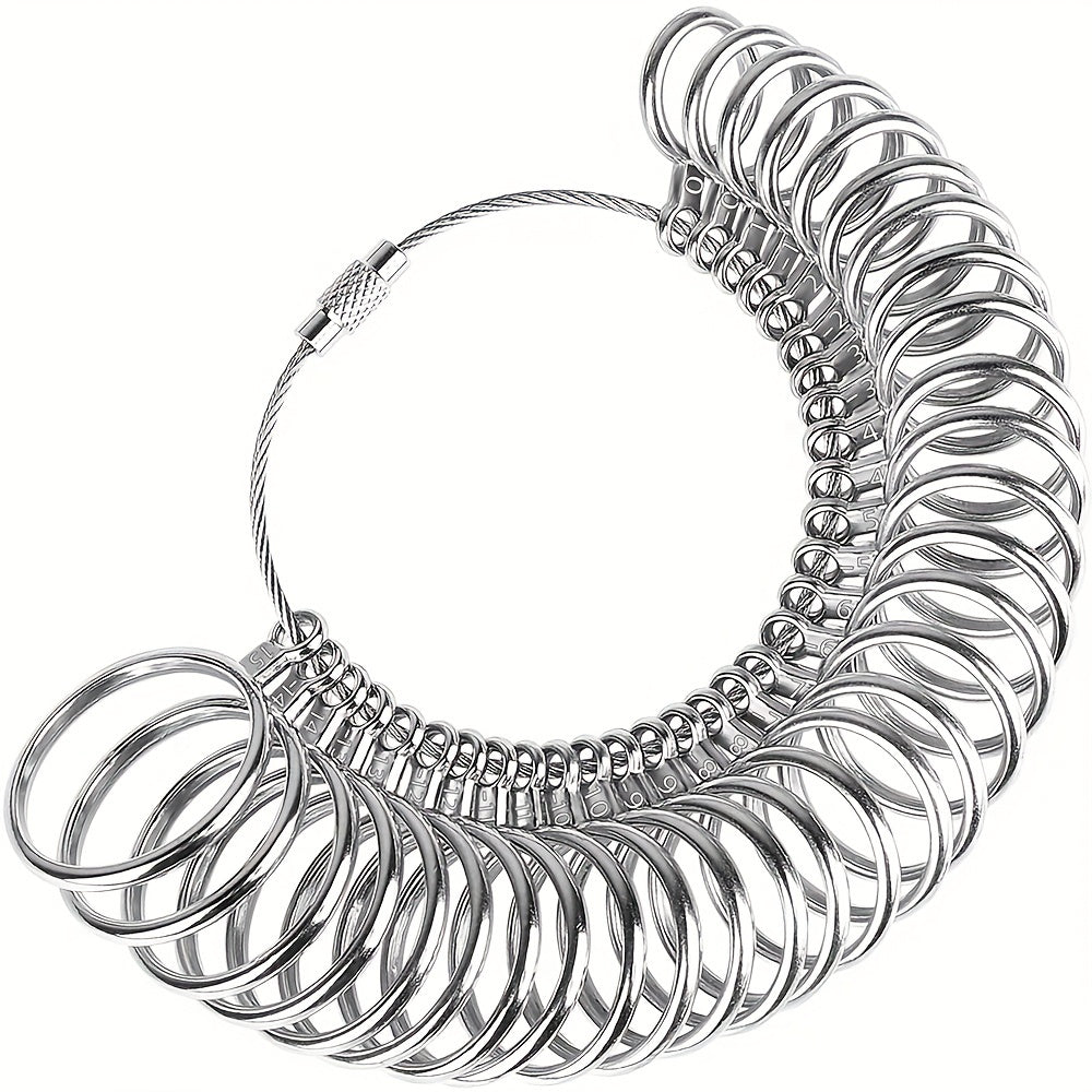 Metal Ring Sizer Measuring Tool Set - Finger Sizing Gauge for Women & Men, US Sizes 0-13 Including Half Sizes