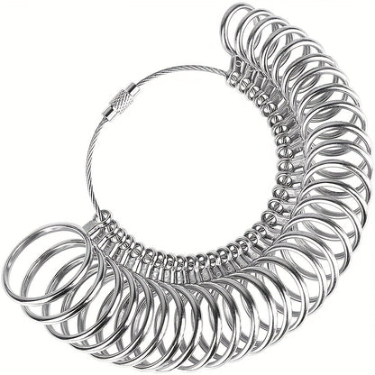 Metal Ring Sizer Measuring Tool Set - Finger Sizing Gauge for Women & Men, US Sizes 0-13 Including Half Sizes
