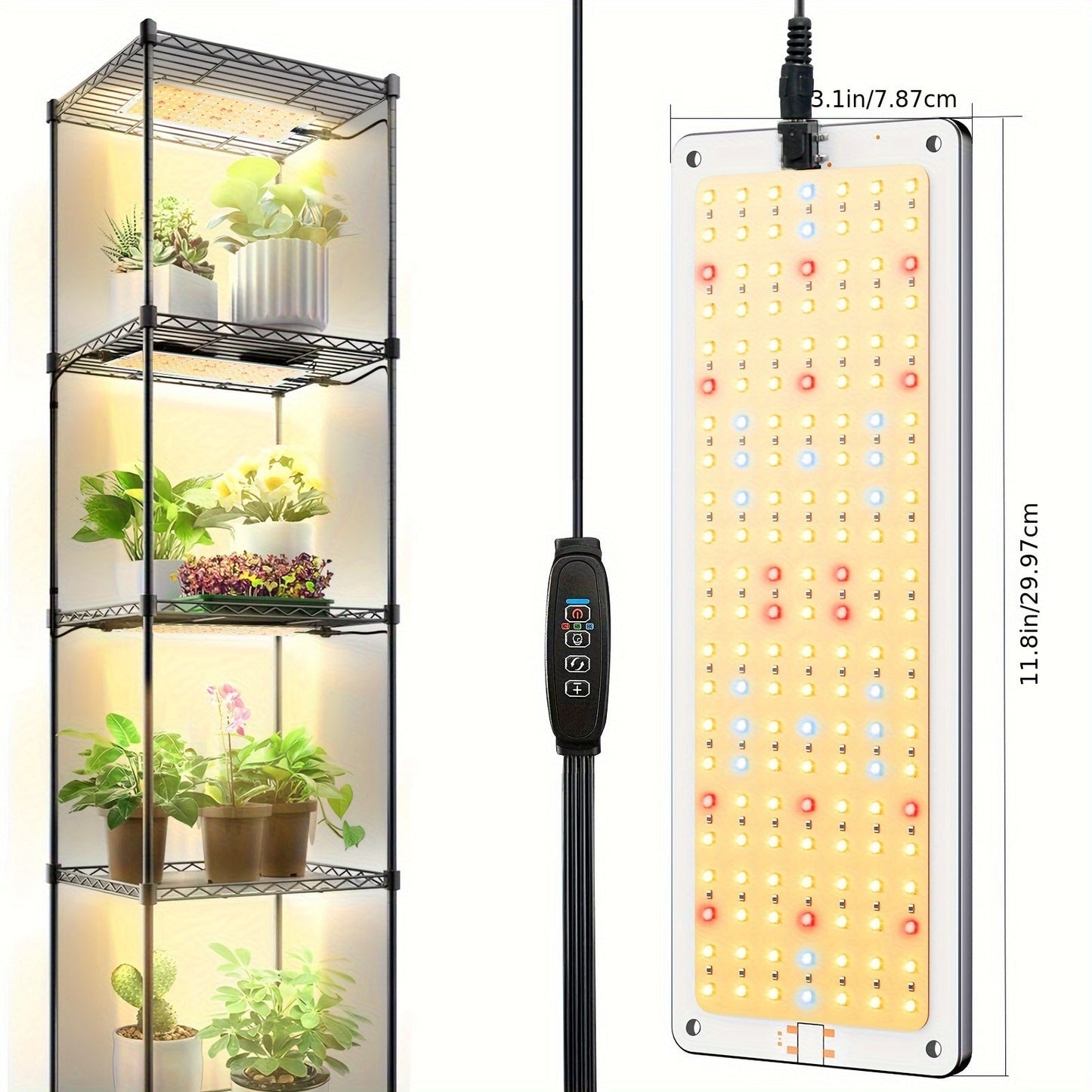 2/4PCS Full Spectrum LED Plant Grow Lights – Ultra-Thin Light Bar with Auto On/Off, 3/9/12H Timer, 3 Lighting Modes, 154 LEDs, Adjustable Brightness for Indoor Plant Growth