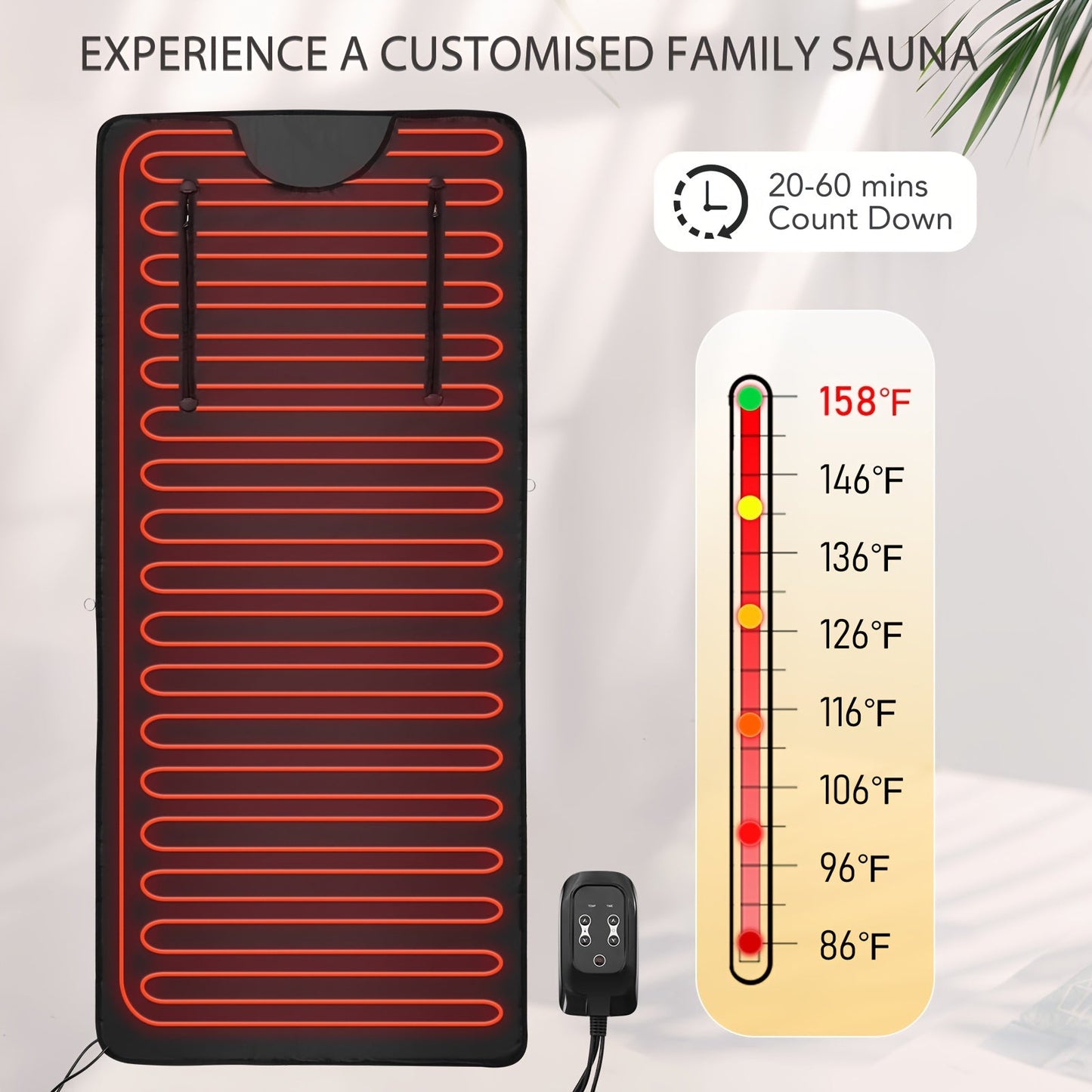 Portable Far Infrared Sauna Blanket - Home Sauna Accessory for Detox and Relaxation, 20-60 Minute Timer, 6ft x 2.6ft Size, Remote Control