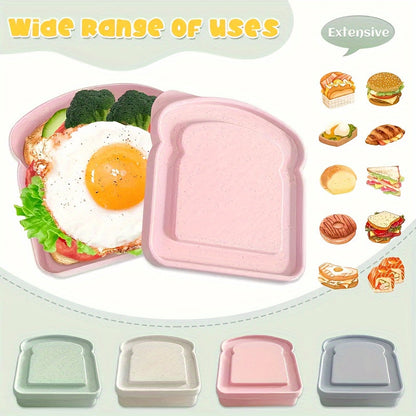 4Pcs Square Reusable Sandwich Containers – BPA Free, Leak-Proof Lunch Boxes for Students & Adults, Perfect for Eid Al-Adha Celebrations