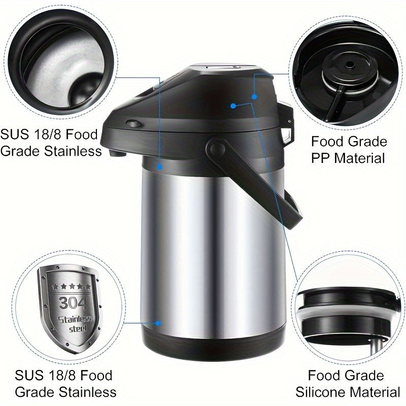 PANCERKA 2.5L Insulated Coffee Pot - Stainless Steel Thermal Beverage Dispenser with Lever Action - Hot & Cold Water, 85oz Large Capacity