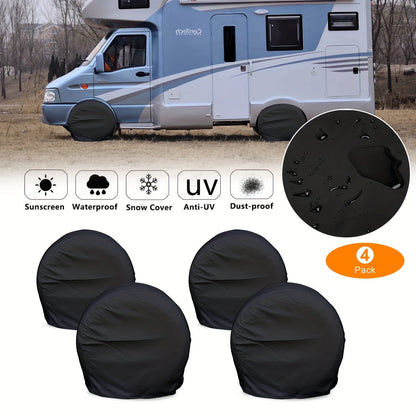 4pcs Black Tire Cover – Waterproof Wheel Protector for Truck, SUV, Trailer, Camper