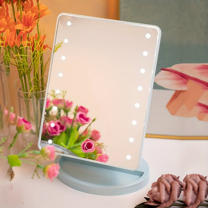 16 LED Lighted Makeup Mirror – Touch Screen Vanity Mirror, Battery and USB Powered, Adjustable Brightness, Portable Desktop Mirror for Dormitory and Bedroom ( Not Rechargeable )