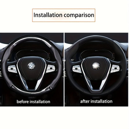 Breathable PU Leather Steering Wheel Cover – Carbon Fiber Pattern, Non-Slip Sporty Grip for Car Steering Wheels
