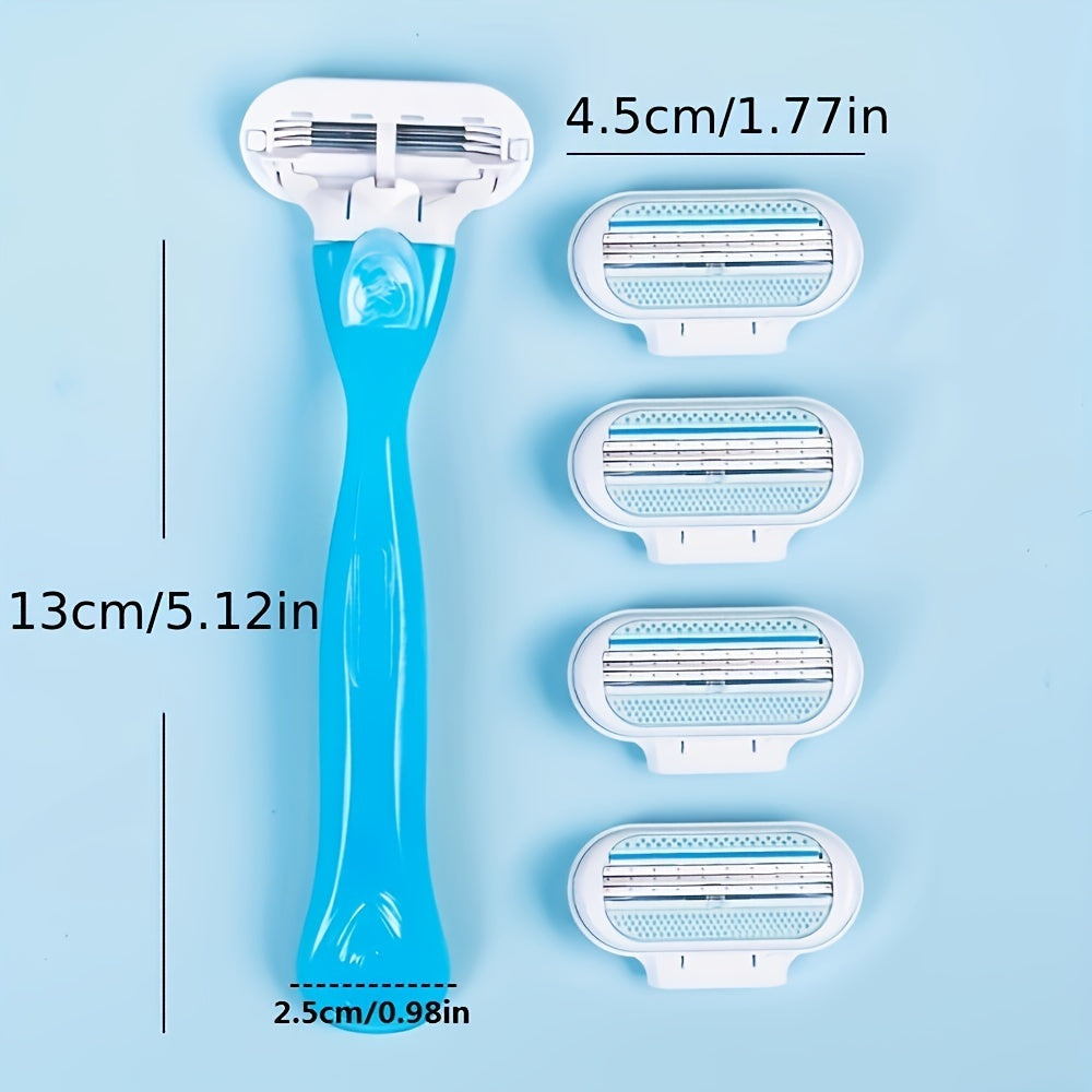 Precision Women’s Hair Removal Kit – Safe & Painless Manual Tool, 8 Interchangeable Blades, 3-Layer Stainless Steel, Non-Slip Ergonomic Handle for Effortless Grooming