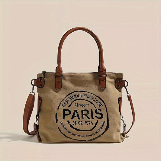 Vintage Canvas Tote Bag with Shoulder Strap - Perfect for Gym, Work, Travel, and Shopping