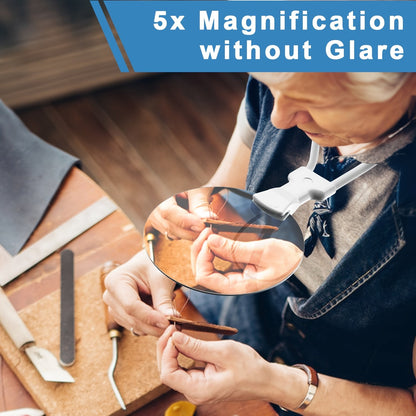 5X Magnifying Glass Pro – Hands-Free Adjustable Neckwear Magnifier for Seniors and Low Vision – Perfect for Reading, Sewing, Crafting, and Inspection