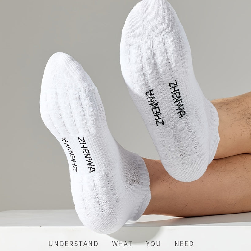 5 Pairs Unisex Casual Ankle Socks: Breathable Sports Socks with Towel Bottom, Sweat-Absorbent and Anti-Odor for Spring and Summer