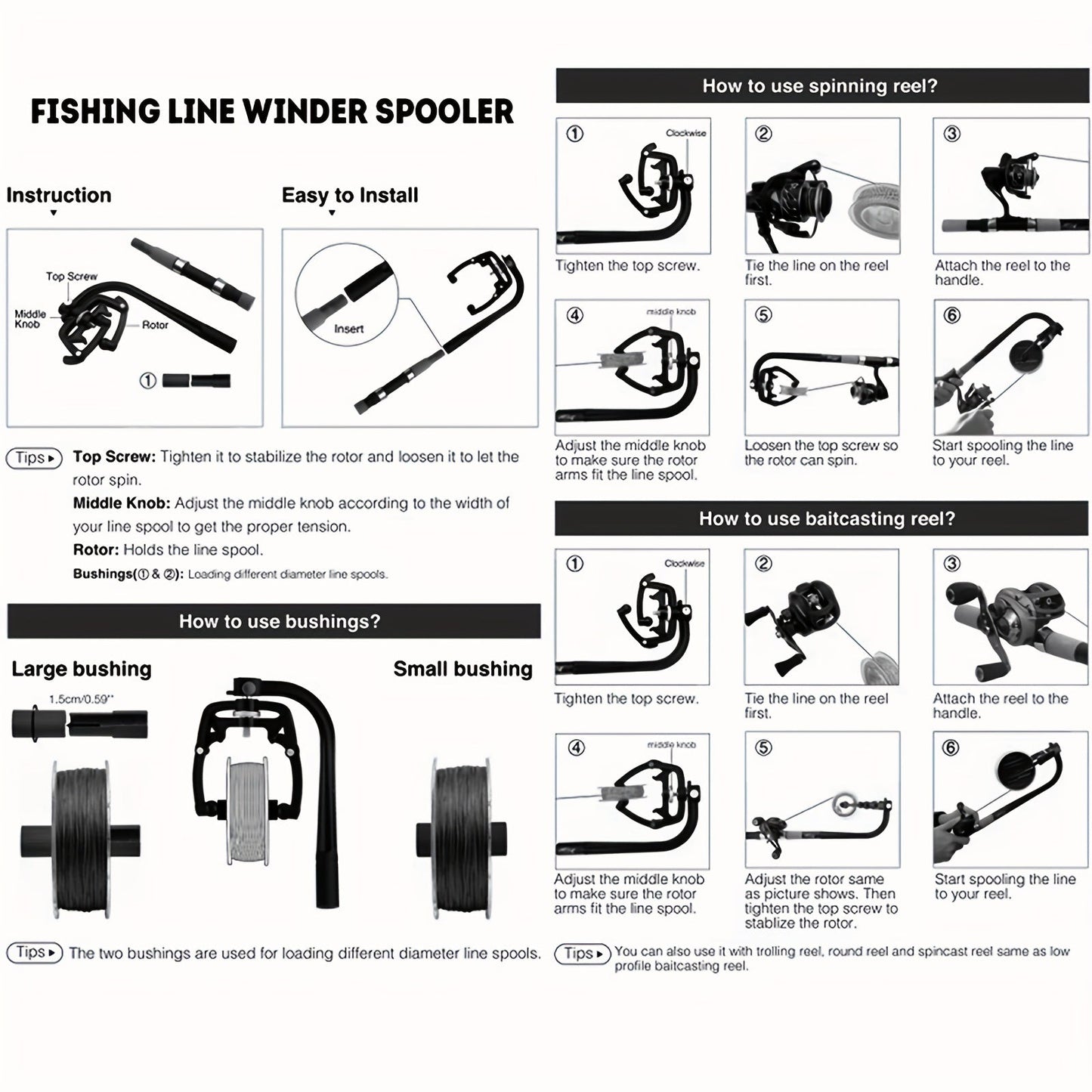 Portable Handheld Fishing Line Spooler - Compact Line Winder for Fishing Tackle