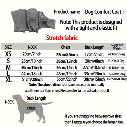 Adjustable Dog Calming Vest - Comfort Relief Jacket, Soft Elastic Pet Coat for All Seasons, Soothing Shirt for French Bulldogs and Similar Breeds