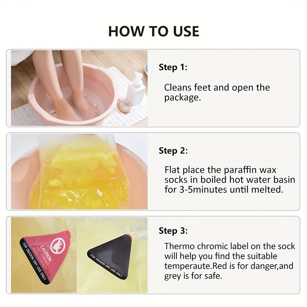 Revitalizing Paraffin Wax Foot Spa Booties - Intense Moisture Infusion, Soothing Scented, Disposable and Microwaveable | Premium Thermal Plastic Bags for Ultimate Foot Care