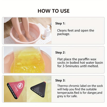 Revitalizing Paraffin Wax Foot Spa Booties - Intense Moisture Infusion, Soothing Scented, Disposable and Microwaveable | Premium Thermal Plastic Bags for Ultimate Foot Care