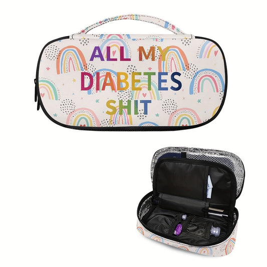 Rainbow Pattern Portable Insulin Insulated Storage Bag - Travel-Friendly Insulin Storage Box for Diabetic Patients