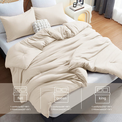 3-Piece Comforter Set – Solid Breathable Quilted Bedding, Luxury Fluffy Soft Comforter for All Seasons ( Includes 1 Comforter and 2 Pillowcases )