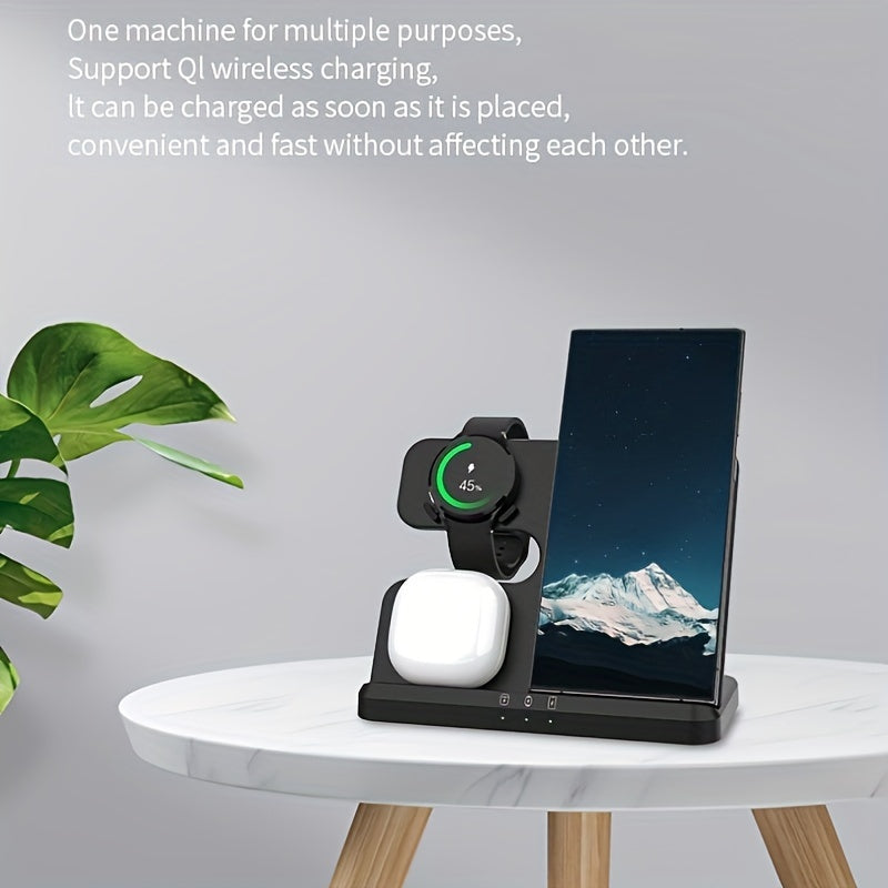 3 in 1 Fast Wireless Charger Stand - Compatible with Samsung Galaxy S24/S23 Ultra, Z Flip/Fold Series, Galaxy Watch 7/6/5 Pro, and Galaxy Buds 2 Pro