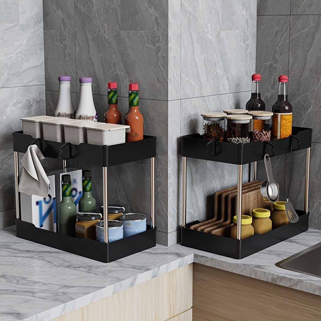 3Pcs Under Bathroom Sink Organizers - Bathroom Counter and Cosmetics Storage Rack, Large, Medium, and Small Sizes, Suitable for Kitchens and Bathrooms