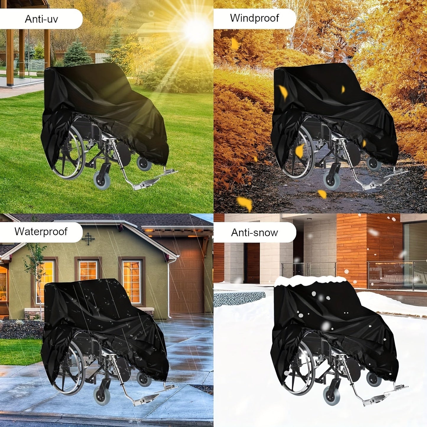 Electric Wheelchair Cover – Heavy-Duty 100x75x100cm, Weather-Resistant, UV Protection, Windproof, Snowproof, Waterproof with Elastic Hem