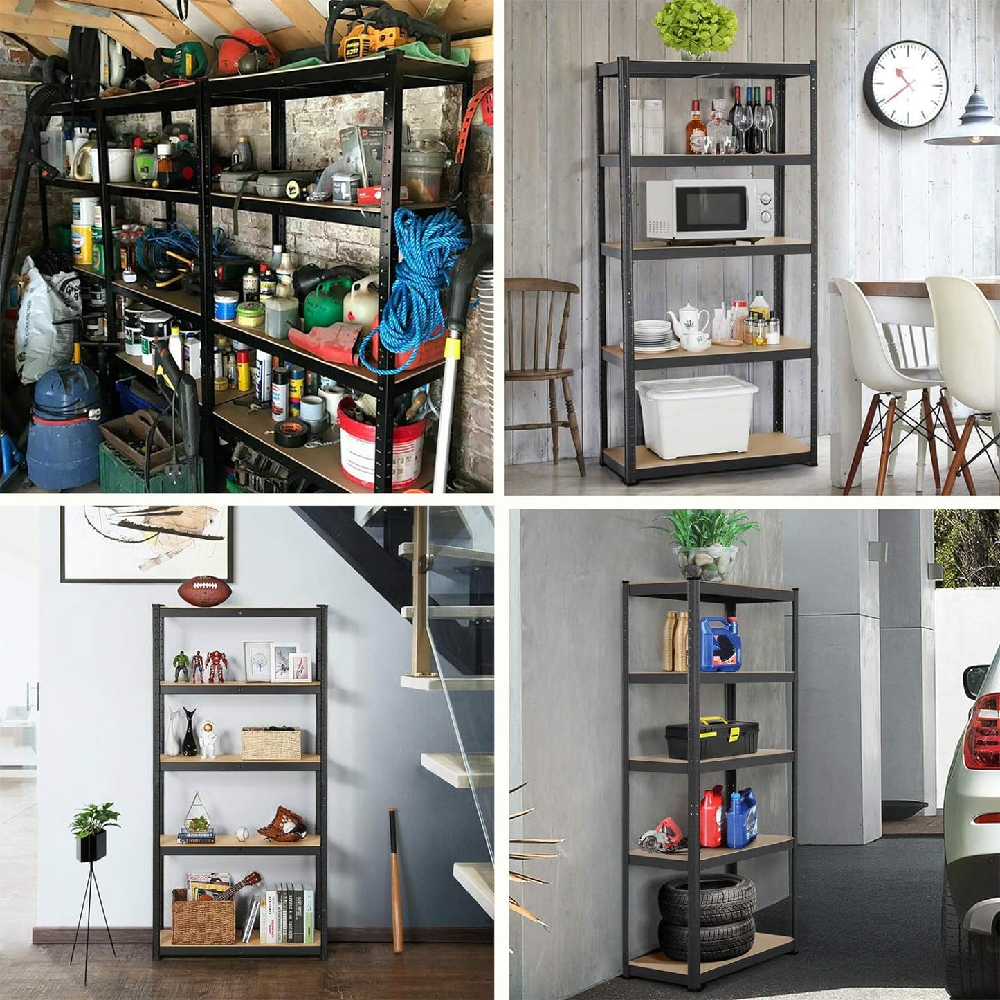 DayPlus 5-Tier Heavy Duty Garage Shelving – Adjustable Storage Unit, 386LBS Load Capacity per Tier, 150-200CM Height