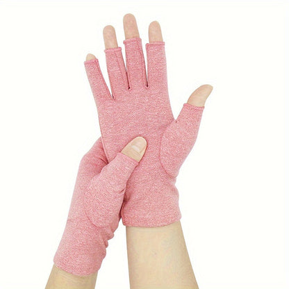 Fingerless Compression Gloves for Women and Men - Hand Joint Wraps, Sports Hand Support Thumb Gloves for Typing, Daily Work, and Hand Care - Open Finger Fit