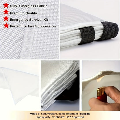 4 Piece Premium Fiberglass Fire Blankets - Heat-Resistant, Compact and Reusable for Kitchen, Home, School, Office, Camping, and Car Emergencies