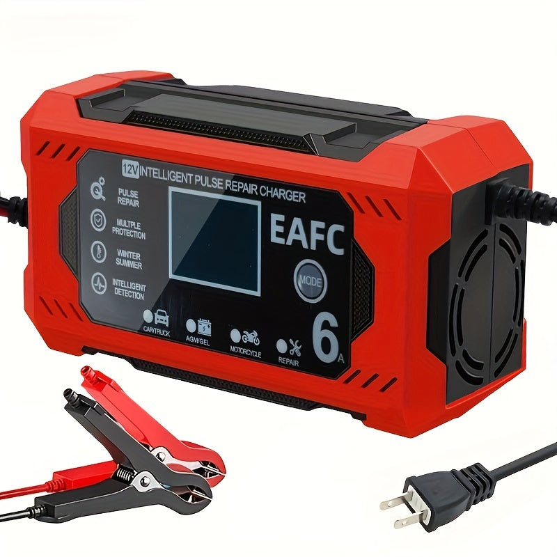 12V 6A Smart Car Battery Charger – Auto Battery Maintainer for 12V & 24V, Trickle Charger for Car, Truck, Motorcycle, Lawn Mower, Marine Lead Acid