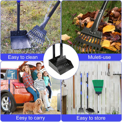 Ultimate Pet Pooper Scooper Set - Adjustable Stainless Steel Long Handle, Durable Tray and Rake - Easy Pick-Ups for Large, Medium, Small Dogs - Convenient, Sanitary, Easy to Clean