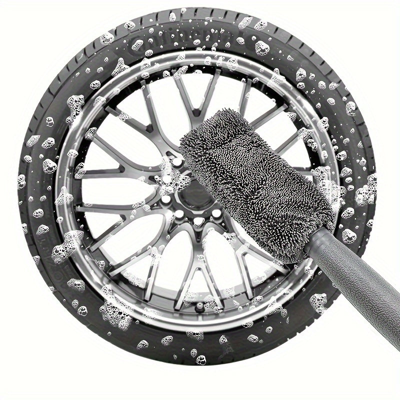 Extended Length Microfiber Car Rim Cleaning Brush - Precision Wheel Rim Detailing Tool for Effective Car Maintenance - Ideal for Car Wash and Enhancing Vehicle Beauty