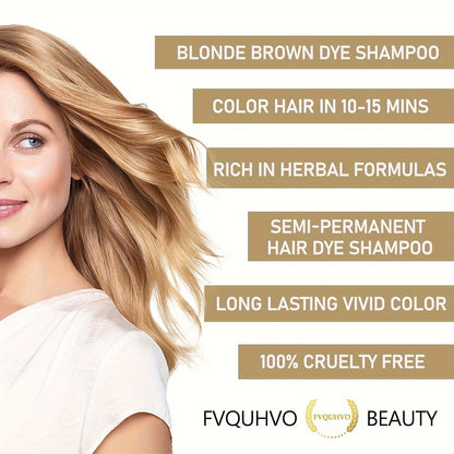 Blonde Brown Hair Dye Shampoo 3 in 1 – Instant Hair Color for Men & Women, Natural Brown Dye, Long-Lasting, Works in Minutes, Perfect for Halloween