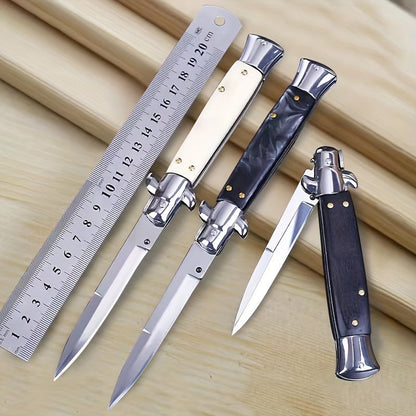 Compact Resin Handle Quick-Open Folding Knife – Ambidextrous Lightweight Stainless Steel Tool with V Grind Spear Point Blade, Mini Pocket AKC for Outdoor Adventures