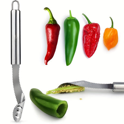 Multifunctional Serrated Stainless Steel Pepper Corer and Seed Remover - Upgrade Your Kitchen Essentials!