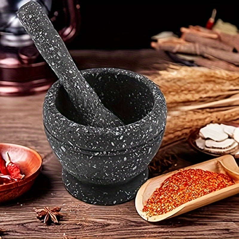 Plastic Manual Mortar and Pestle Set - Garlic and Spices Grinder with Grinding Bowl for Kitchen Seasoning and Herb Mixing - Ideal Gift Tool