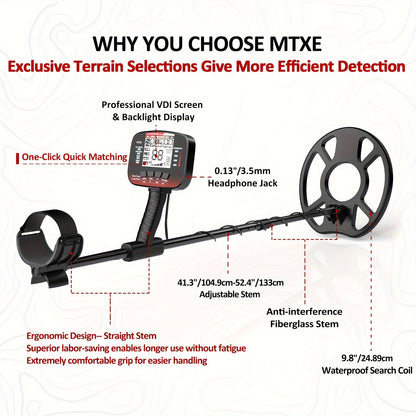 Professional Golden Metal Detector - Waterproof, 6 Modes, High Accuracy | Pinpoint & Terrain Modes, One-Click Quick Matching | Easy to Operate, Lightweight for Adults | Test, Measure and Inspect Instrument