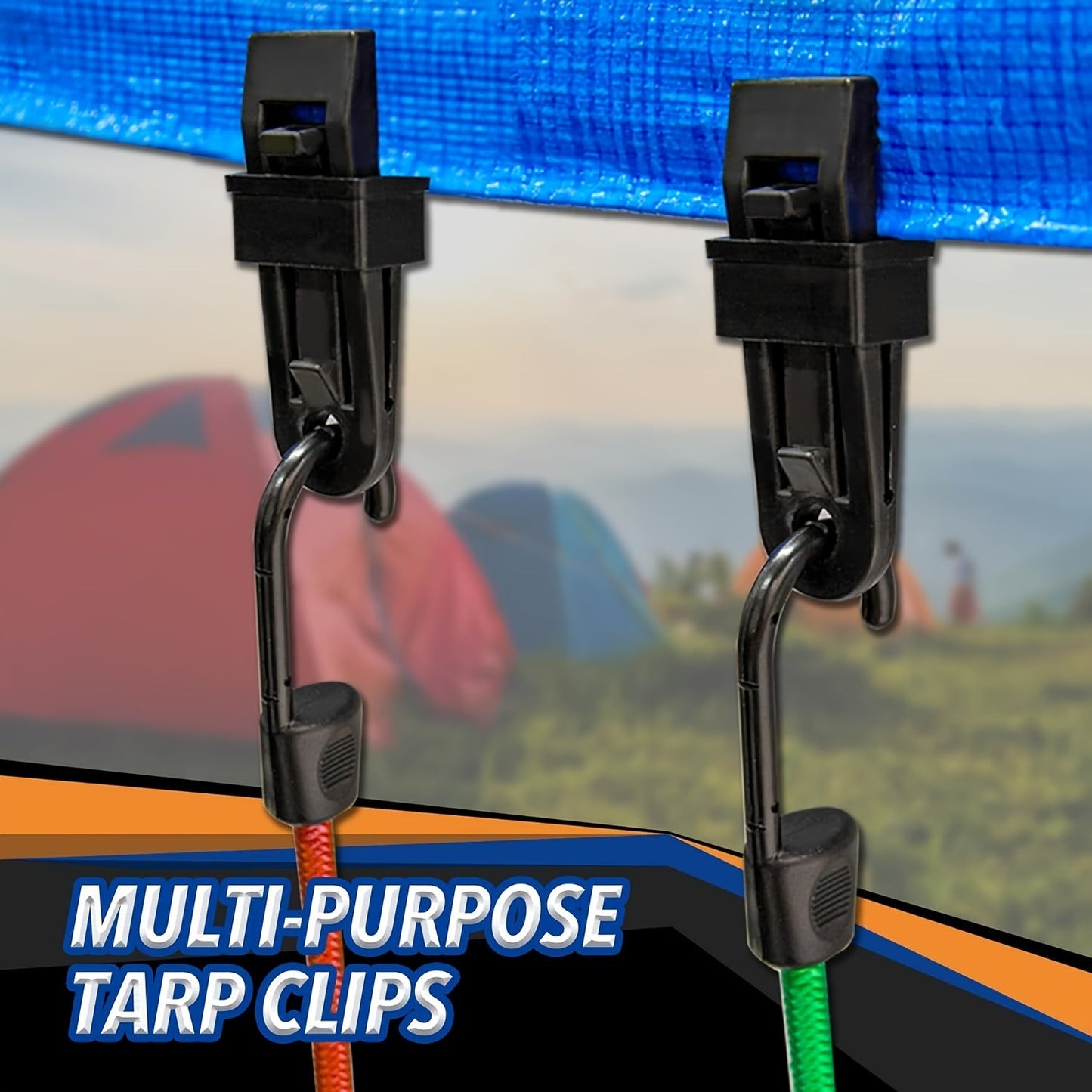 32-Piece Bungee Cord Assortment – 10" to 40" Bungee Cords, Canopy Tarp Ties & Clips for Secure Outdoor Use