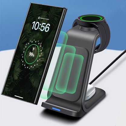 3 in 1 Wireless Charging Station for Samsung – Portable Charger for S24 Ultra/S24/S24+/S23 Ultra/S23/S22 Ultra/S22/S21/Note 20, Galaxy Watch 6/6 Classic/5/5 Pro/4 and Galaxy Buds 2 Pro