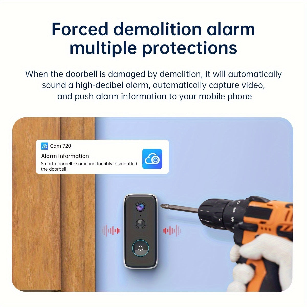 2K Wireless Doorbell Camera – HD Night Vision, 2.4G WiFi, Rechargeable, Two-Way Calls, PIR Motion Detector, Photo and Recording, APP Control, Voice Change Function