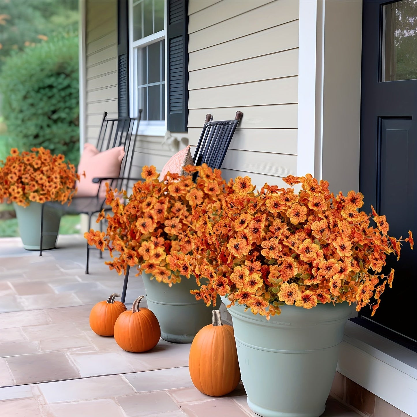 10 Bundles UV Resistant Artificial Fall Flowers – Outdoor Fake Flowers