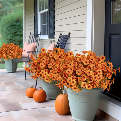 10 Bundles UV Resistant Artificial Fall Flowers – Outdoor Fake Flowers