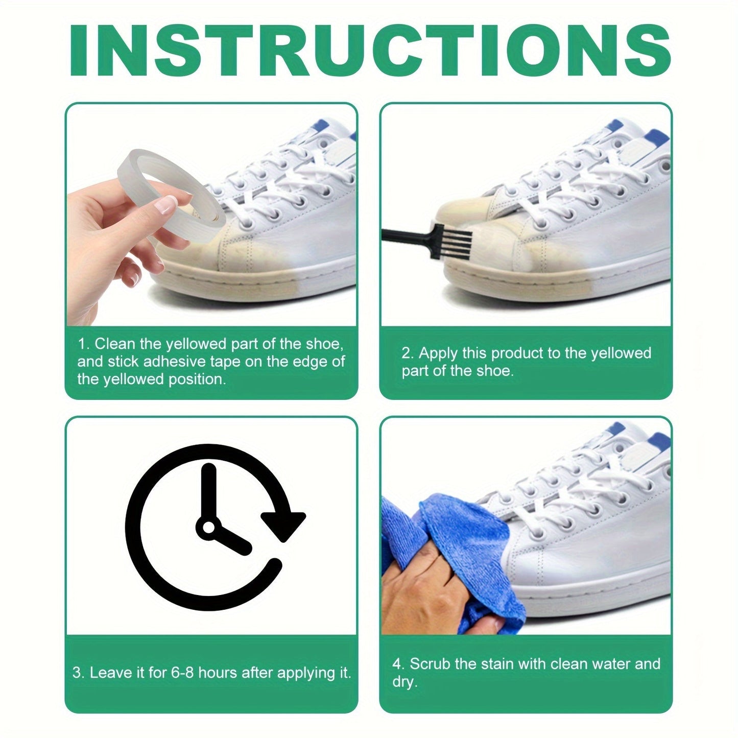No Rinse Shoe Cleaner Gel – Removes Stains and Yellowing, Safe for Canvas, Sports and White Shoes – Portable and Easy to Use