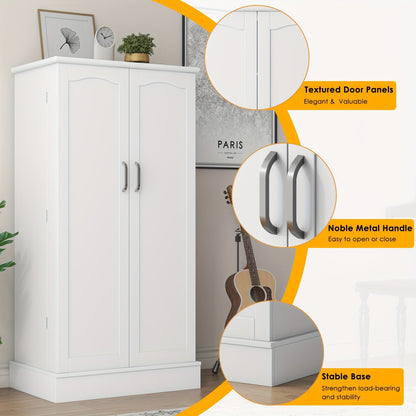47 Inch White Kitchen Pantry Storage Cabinet – Freestanding Pantry with Doors & Adjustable Shelves, Buffet Cupboard for Kitchen, Living Room, Dining Room