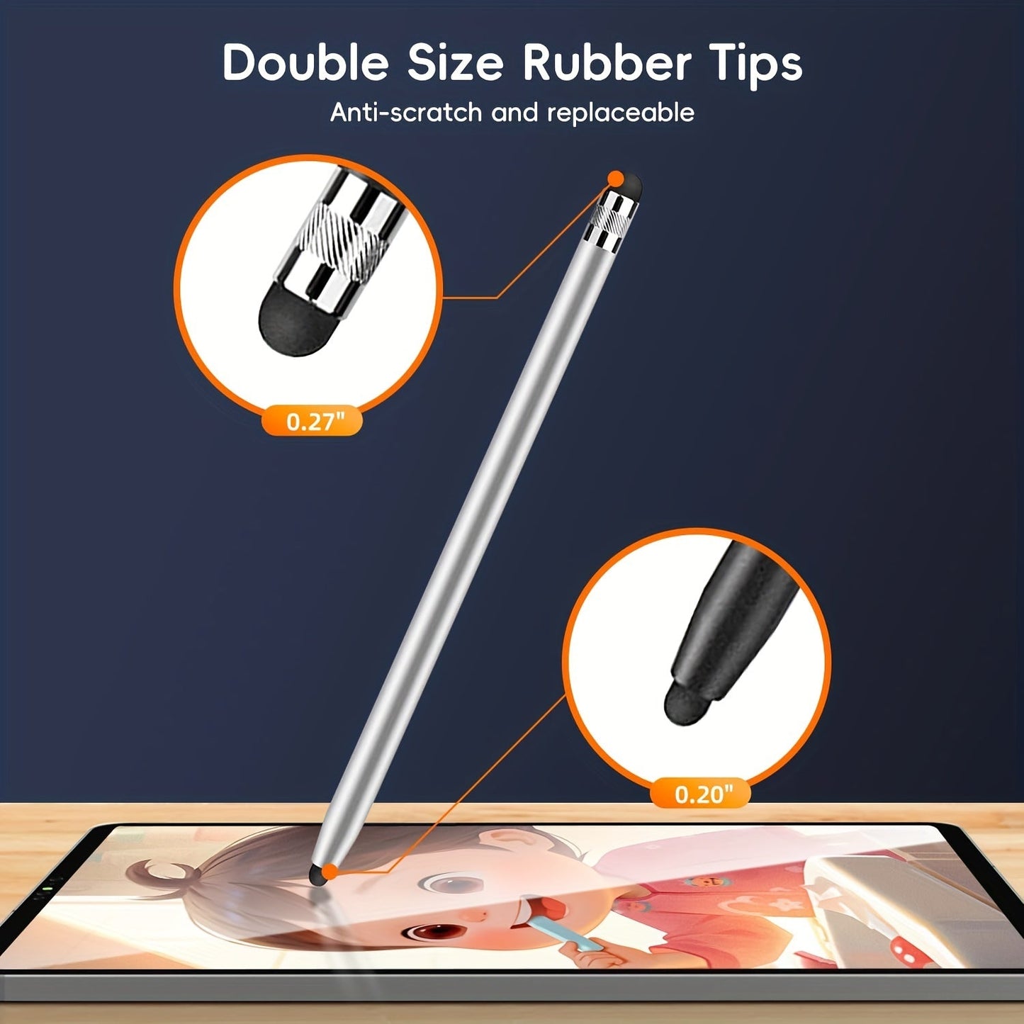6pcs 2 in 1 High Sensitivity Capacitive Stylus Set with 12 Extra Replaceable Rubber Nibs for Android Tablets and Touch Screen Devices