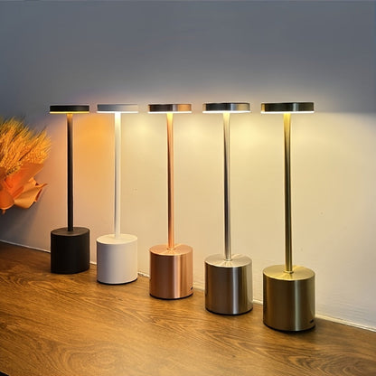 Modern Metal Desk Lamp - Touch Control LED with 3-Color Dimmable Lighting, USB Charging, Adjustable Brightness - Ideal for Bedroom, Living Room, Office and Home Decor