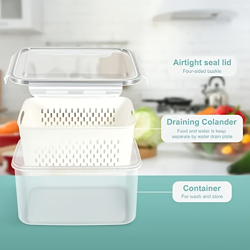 6-Piece BPA-Free Transparent Food Storage Containers with Lids & Drain Tray – Versatile Kitchen Organizers for Fruits, Vegetables, & Dry Goods